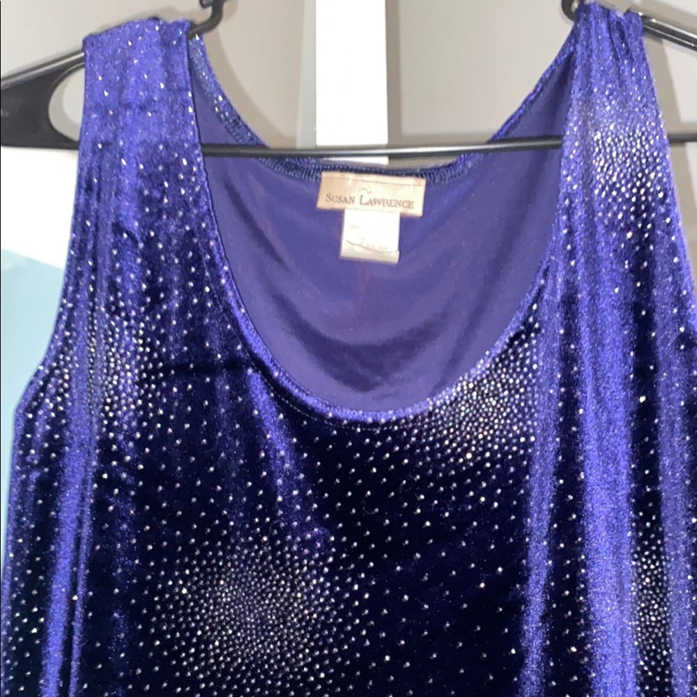 Vintage Susan Lawrence Blue Suede Sleeveless Midi Dress - Picture 4 of 4